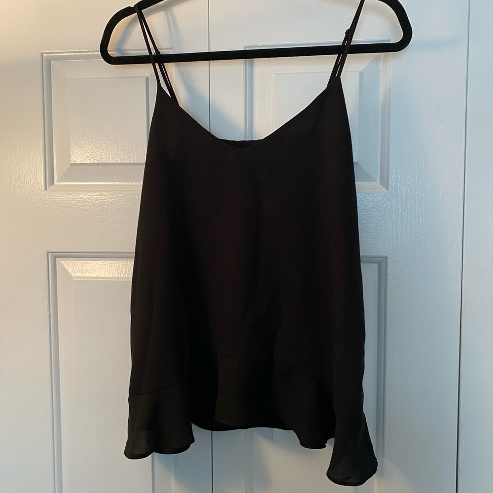 Black Ruffle Trim Tank